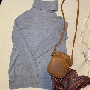 Cynthia Rowley Extrafine Merino Wool Turtleneck Sweater in grey